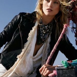 Free People | Cleo Felix Monroe Cropped Black Faux Leather Moto Jacket